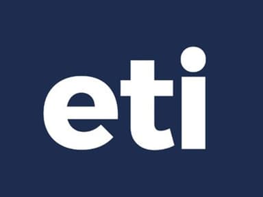 ETI logo on a dark blue background – A simple, modern logo with the lowercase white text "eti" in bold font on a solid dark blue background.